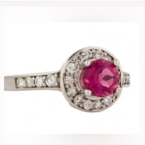 18k WG *Pink Tourmaline* .66 Ctw Halo Cocktail Ring Sz 6.5